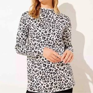 LOFT animal print sweater mock neck size XS
